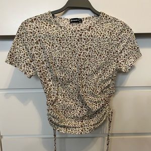 Cropped flower print tee
